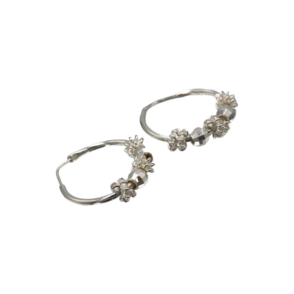 Arracadas Circulo Flor de Plata .925