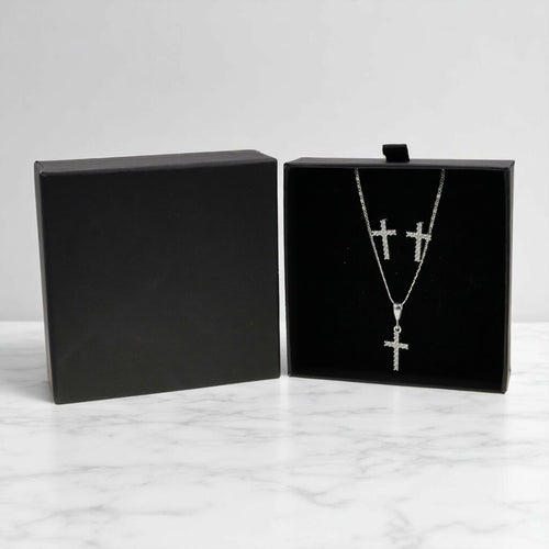 Aretes + Dije Cruz Circonia