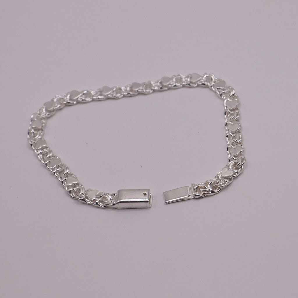 Pulso De Plata .925 Estilo Chino Con Corazones 17 cm