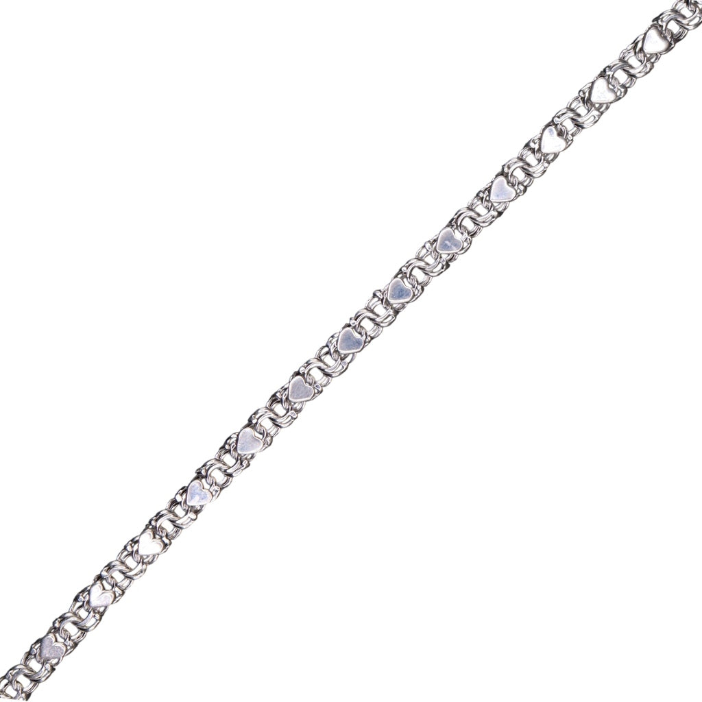 Pulso De Plata .925 Estilo Chino Con Corazones 17 cm