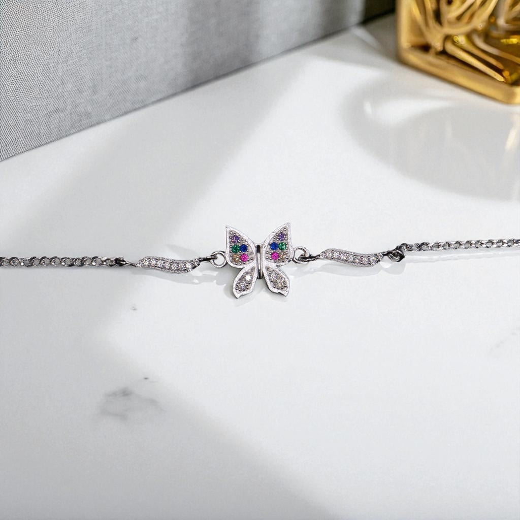 Pulso De Plata .925 Estilo Mariposa 18 cm