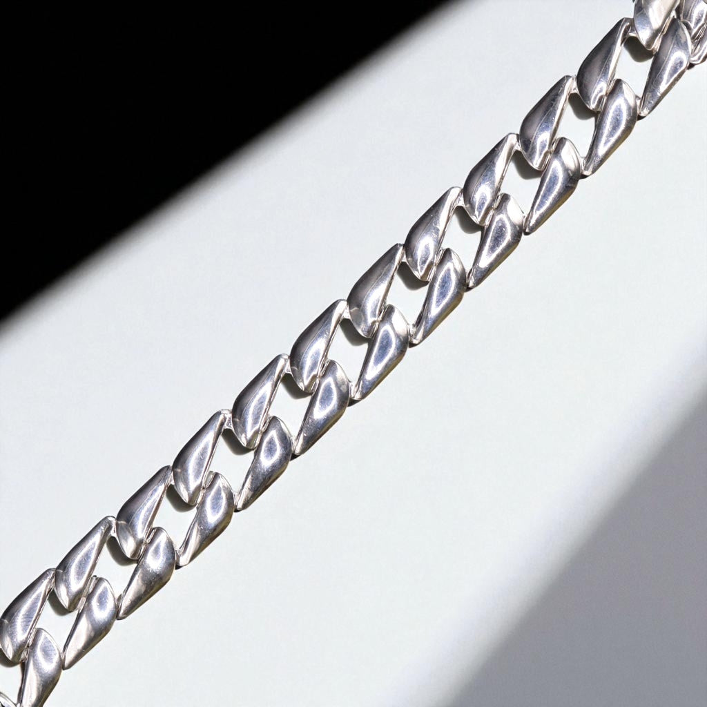 Pulso De Plata .925 Estilo Cubana Plana 20.5 cm