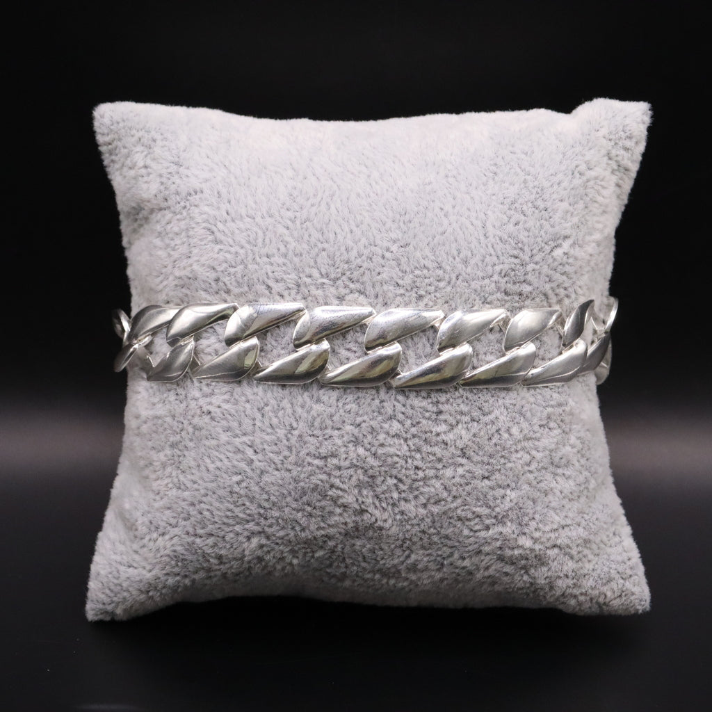 Pulso De Plata .925 Estilo Cubana Plana 20.5 cm