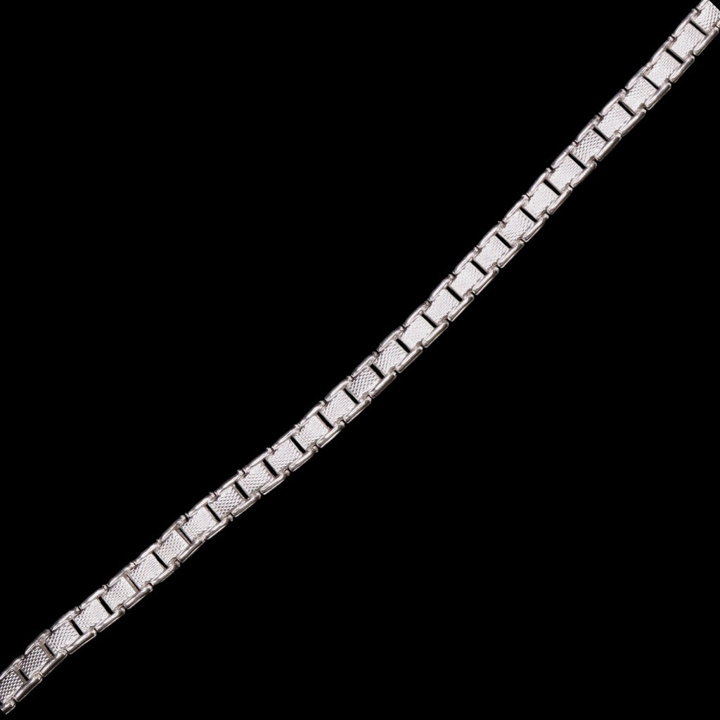 Pulso De Plata .925 Estilo Eslabon Cuadrado 19.5 cm