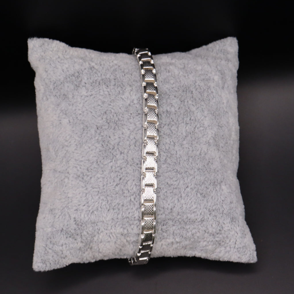 Pulso De Plata .925 Estilo Eslabon Cuadrado 19.5 cm