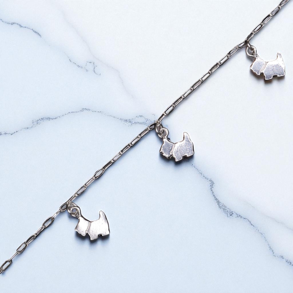 Pulso De Plata .925 Estilo Barbado Con Dijes Perro 17 cm