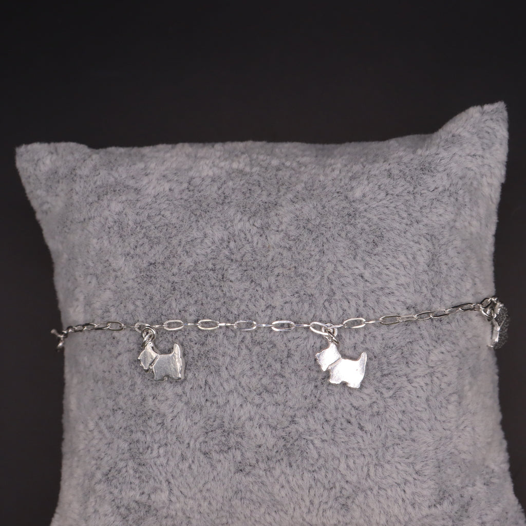 Pulso De Plata .925 Estilo Barbado Con Dijes Perro 17 cm