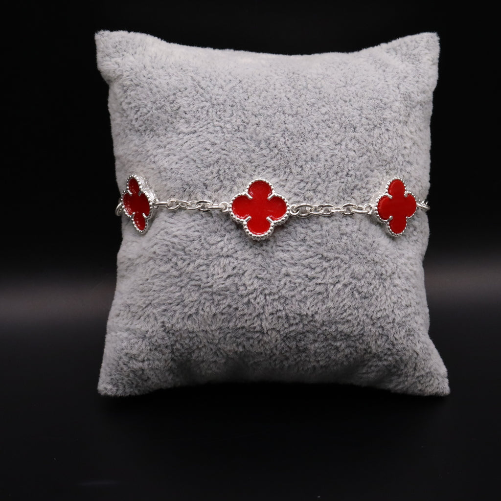 Pulso De Plata .925 Estilo Trebol 18 cm