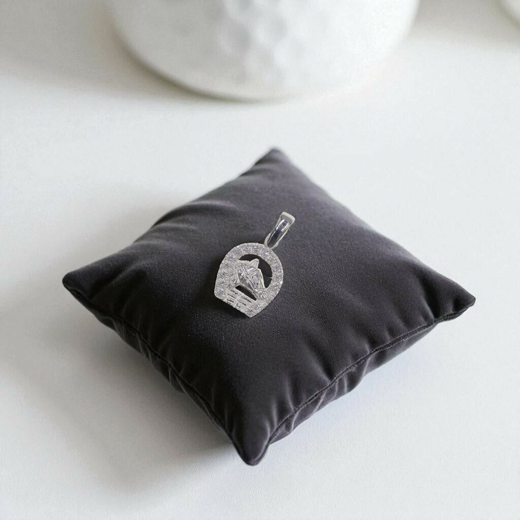 Dije De Caballo Con Herradura De Colores + Cadena en Plata .925