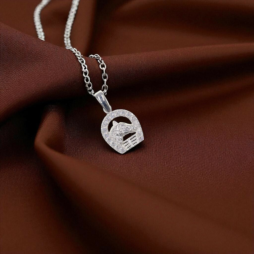 Dije De Caballo Con Herradura De Colores + Cadena en Plata .925