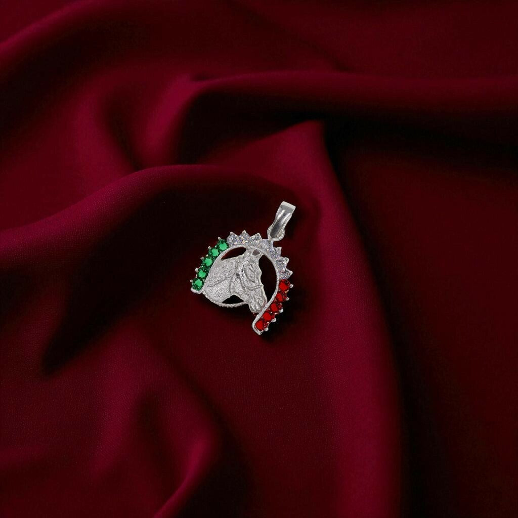 Dije Caballo Herradura Bandera + Cadena en Plata .925