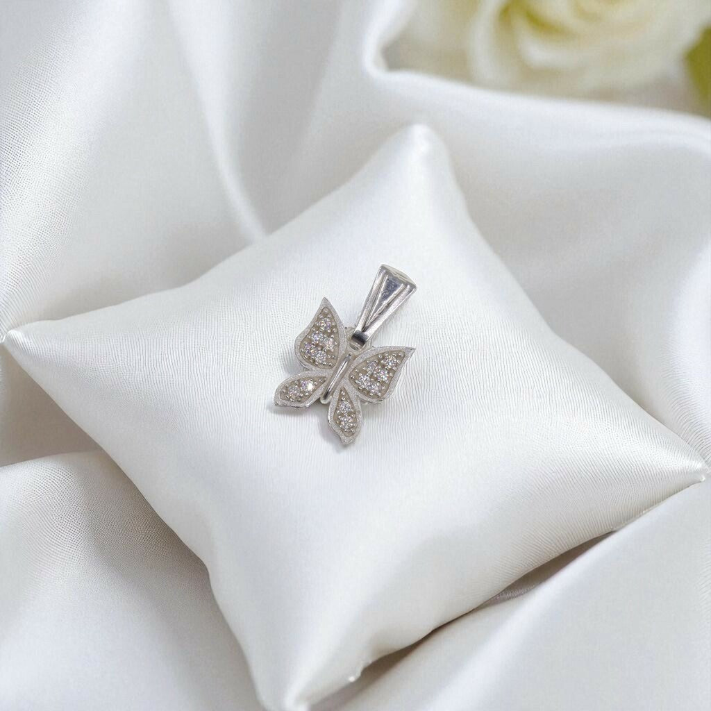 Dije De Mariposa + Cadena en Plata .925