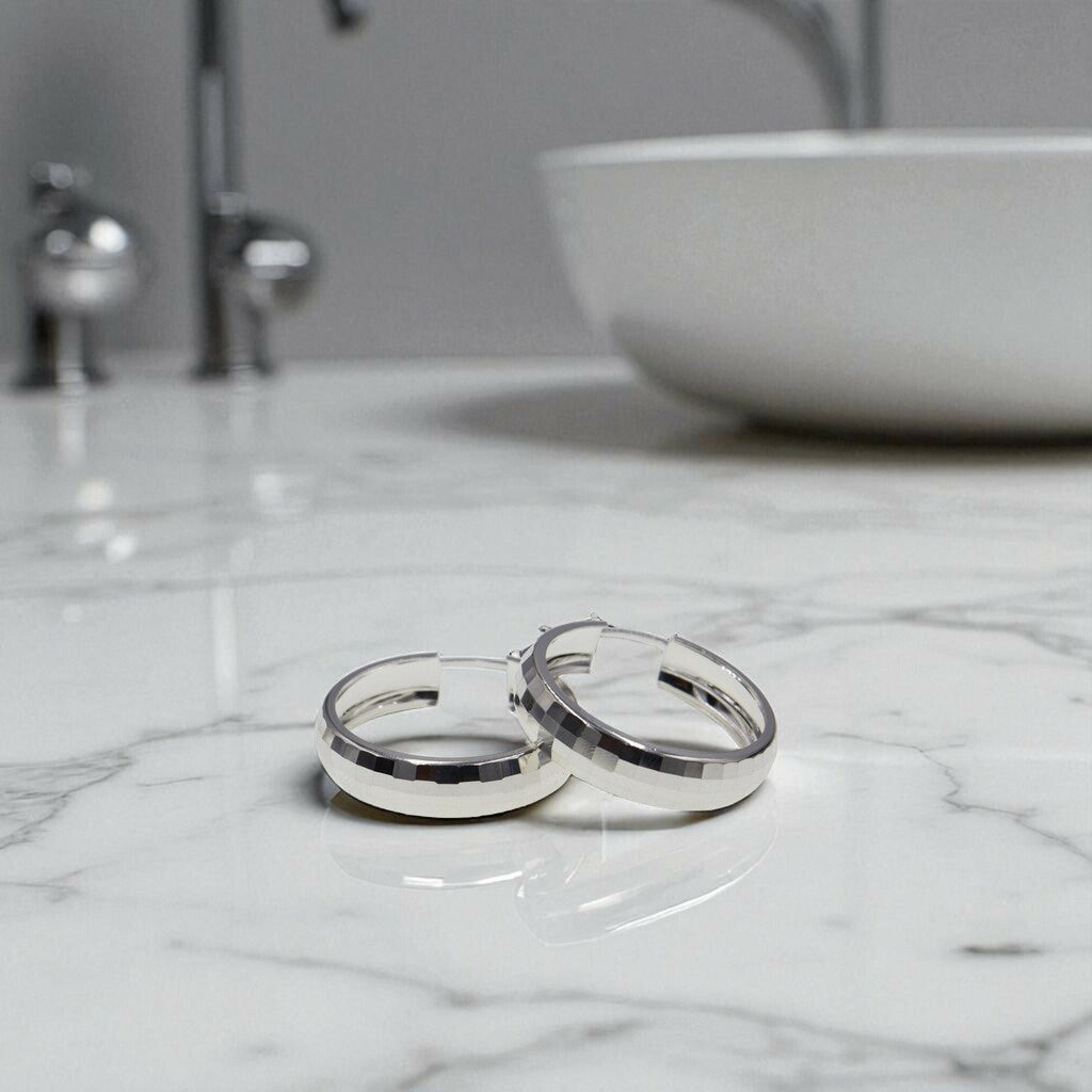 Arracadas Grabada Cuadros de Plata .925