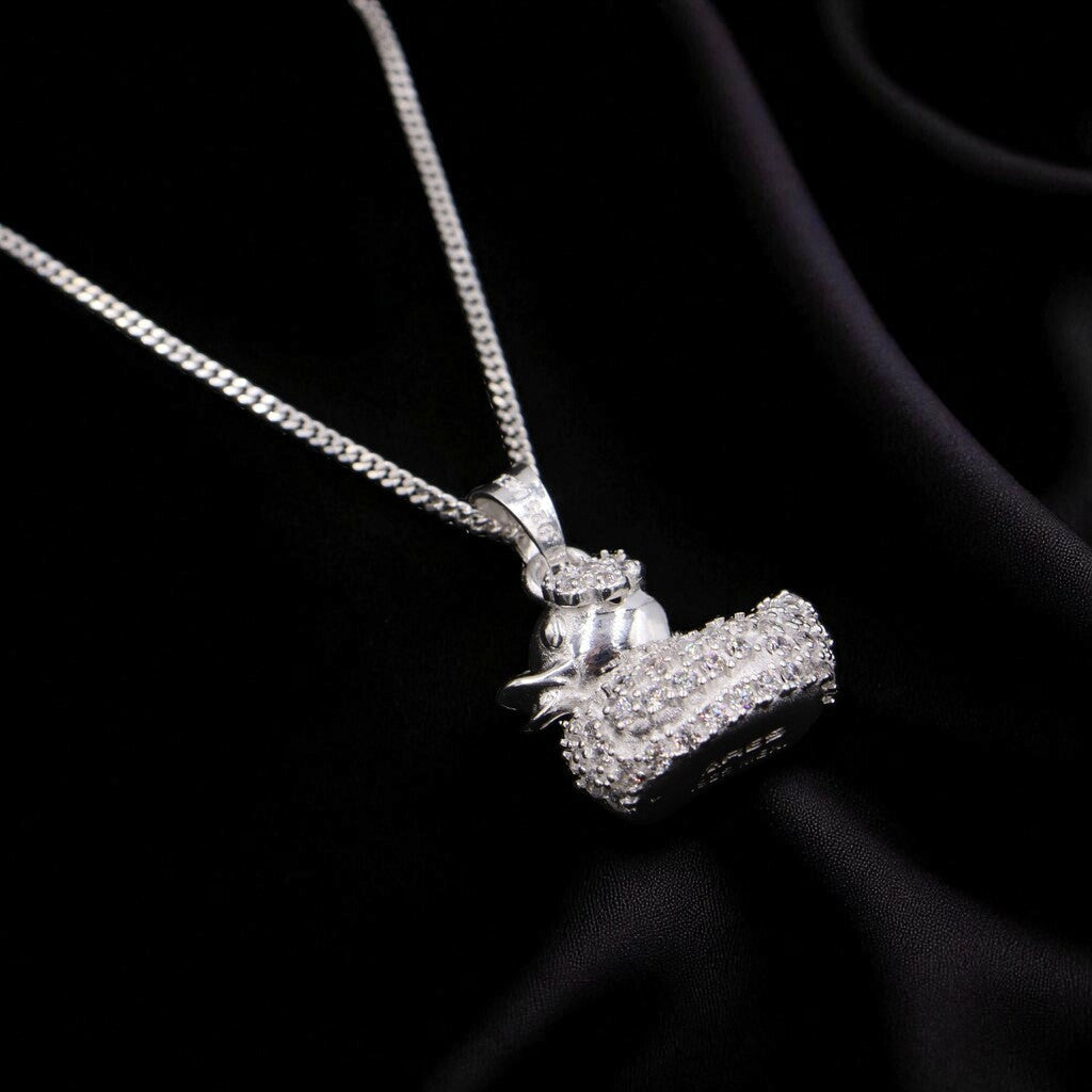 Dije De Pato + Cadena en Plata .925