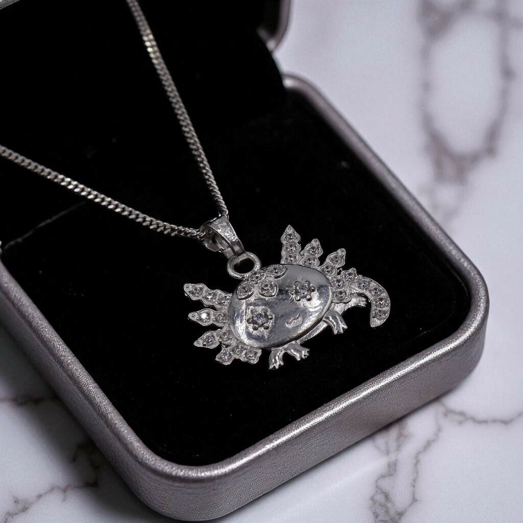 Dije De Ajolote + Cadena en Plata .925