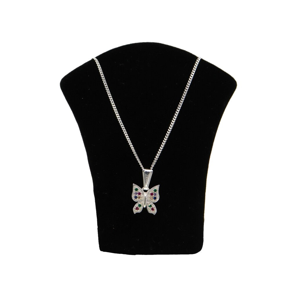 Dije Mariposa Multicolor + Cadena en Plata .925