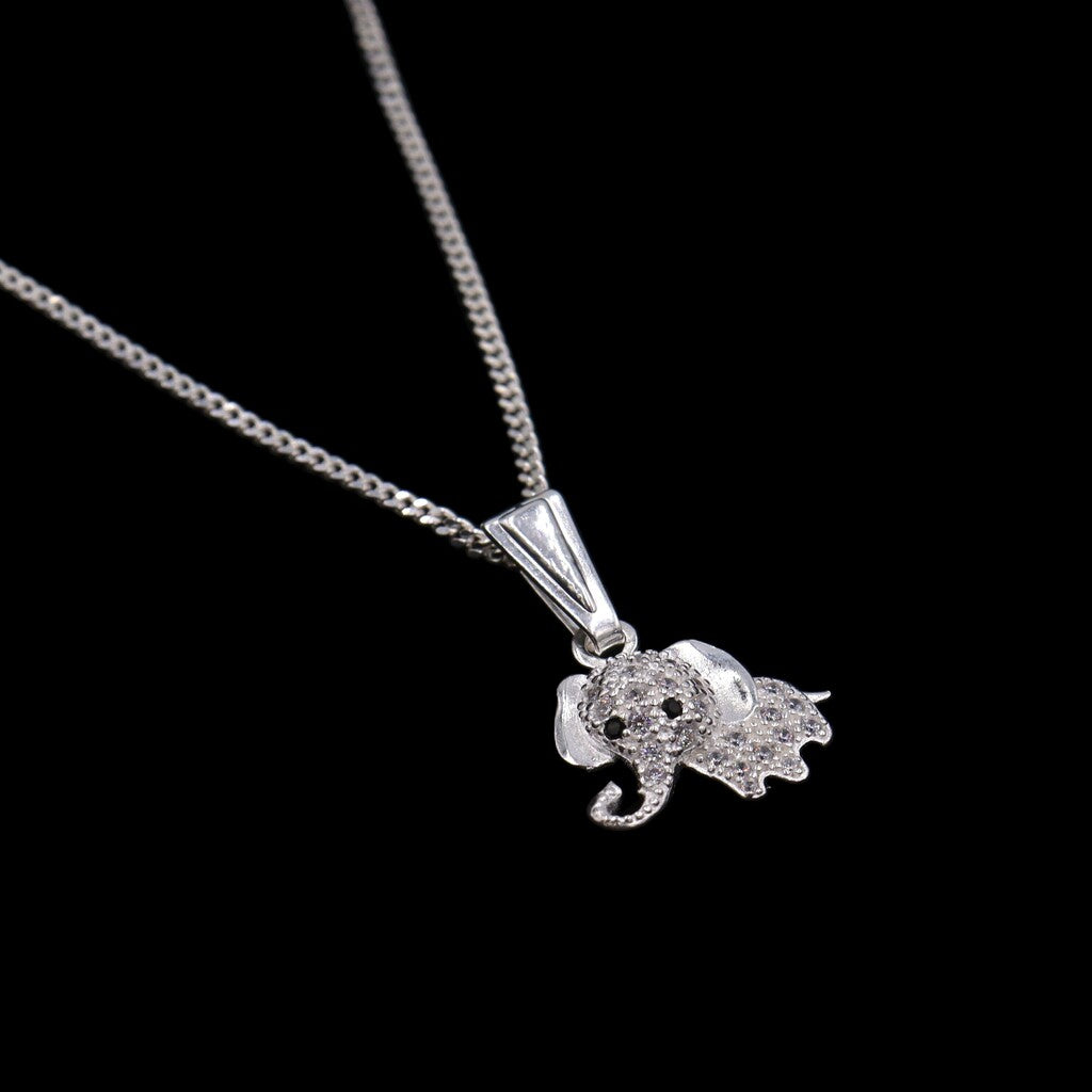 Dije De Elefante Blanco + Cadena en Plata .925