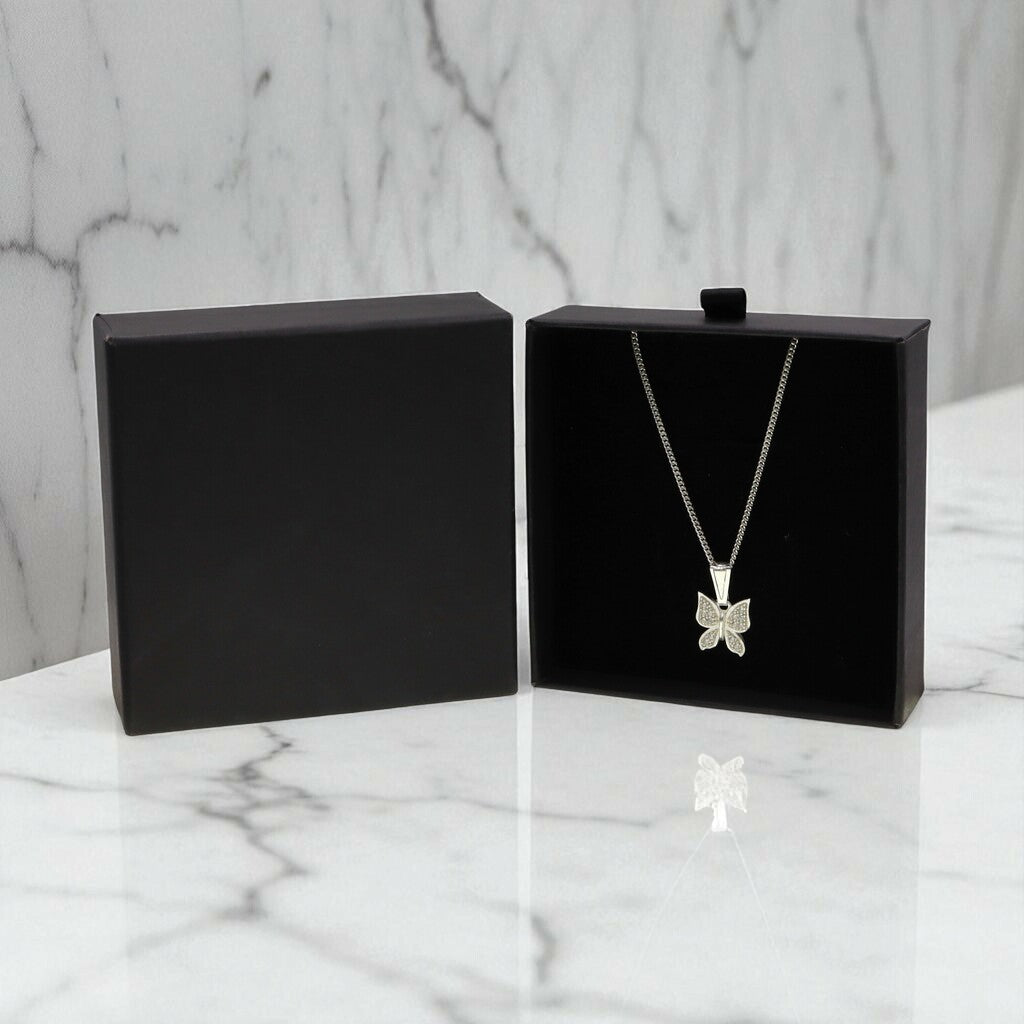 Dije De Mariposa + Cadena en Plata .925