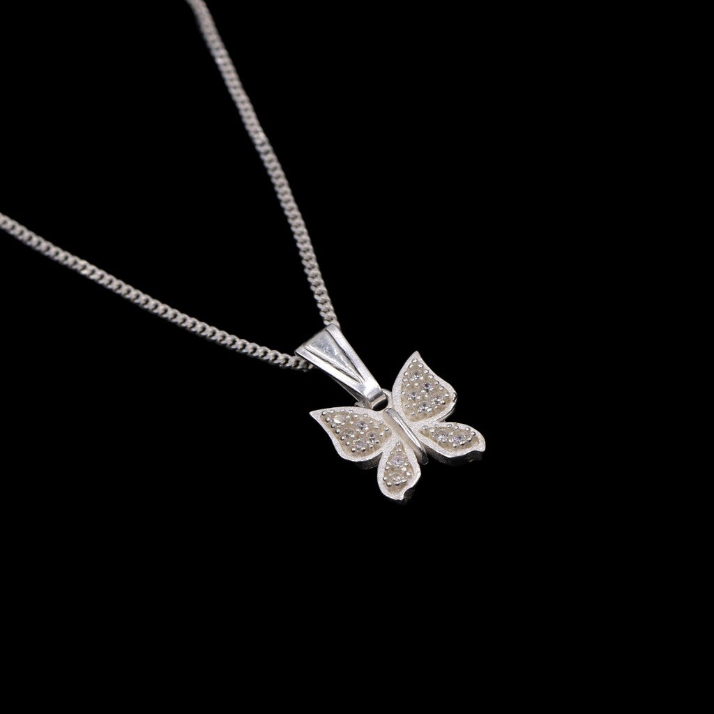 Dije De Mariposa + Cadena en Plata .925