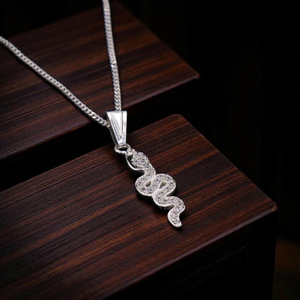 Dije De Serpiente + Cadena en Plata .925
