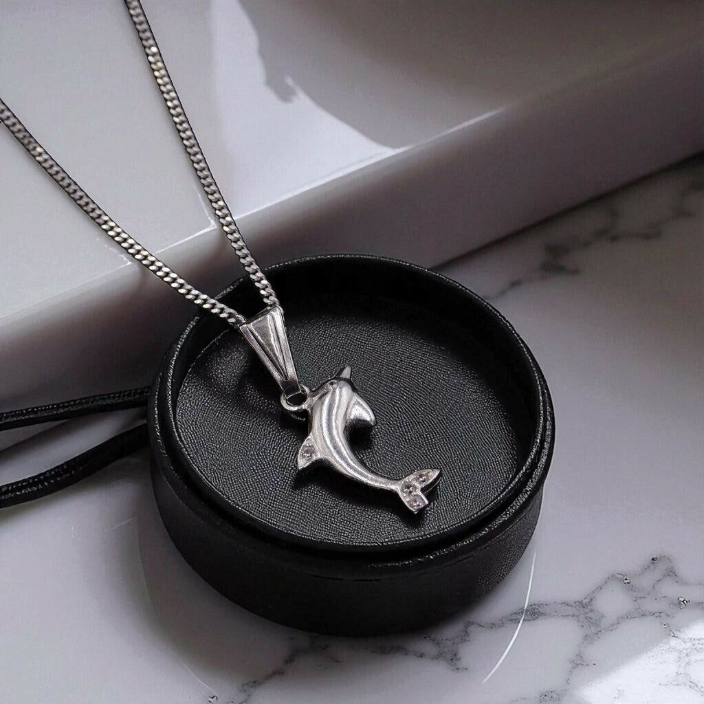 Dije De Delfin + Cadena en Plata .925