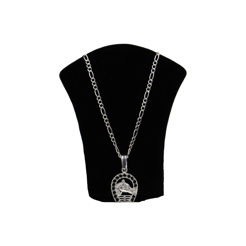 Dije De Caballo Con Herradura De Colores + Cadena en Plata .925