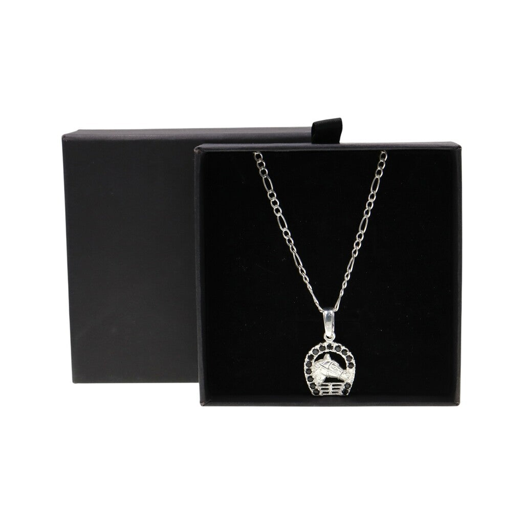 Dije De Caballo Con Herradura De Colores + Cadena en Plata .925