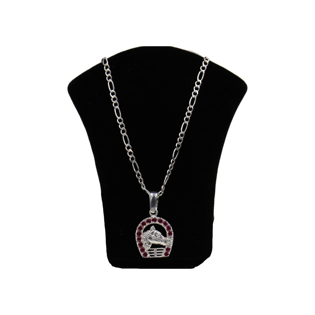 Dije De Caballo Con Herradura De Colores + Cadena en Plata .925