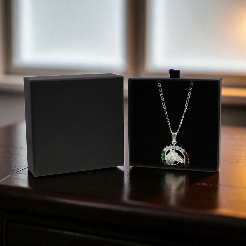 Dije Caballo Herradura Bandera + Cadena en Plata .925