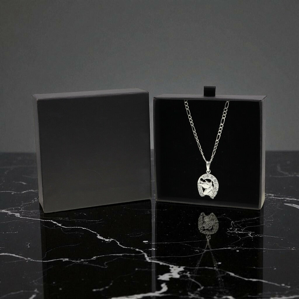 Dije Caballo Herradura + Cadena en Plata .925