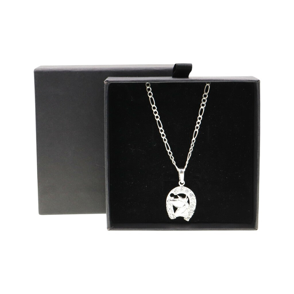 Dije Caballo Herradura + Cadena en Plata .925