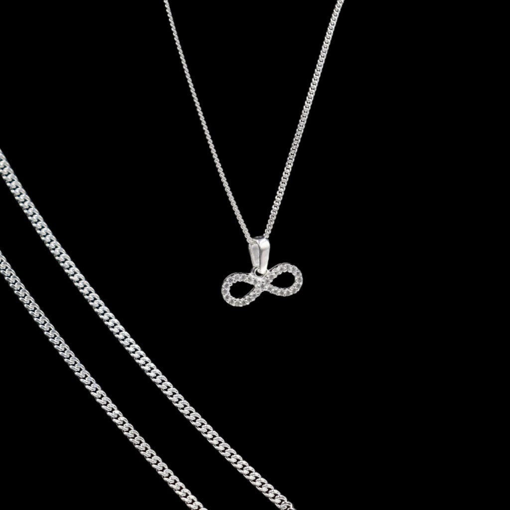 Dije Infinito + Cadena En Plata 925