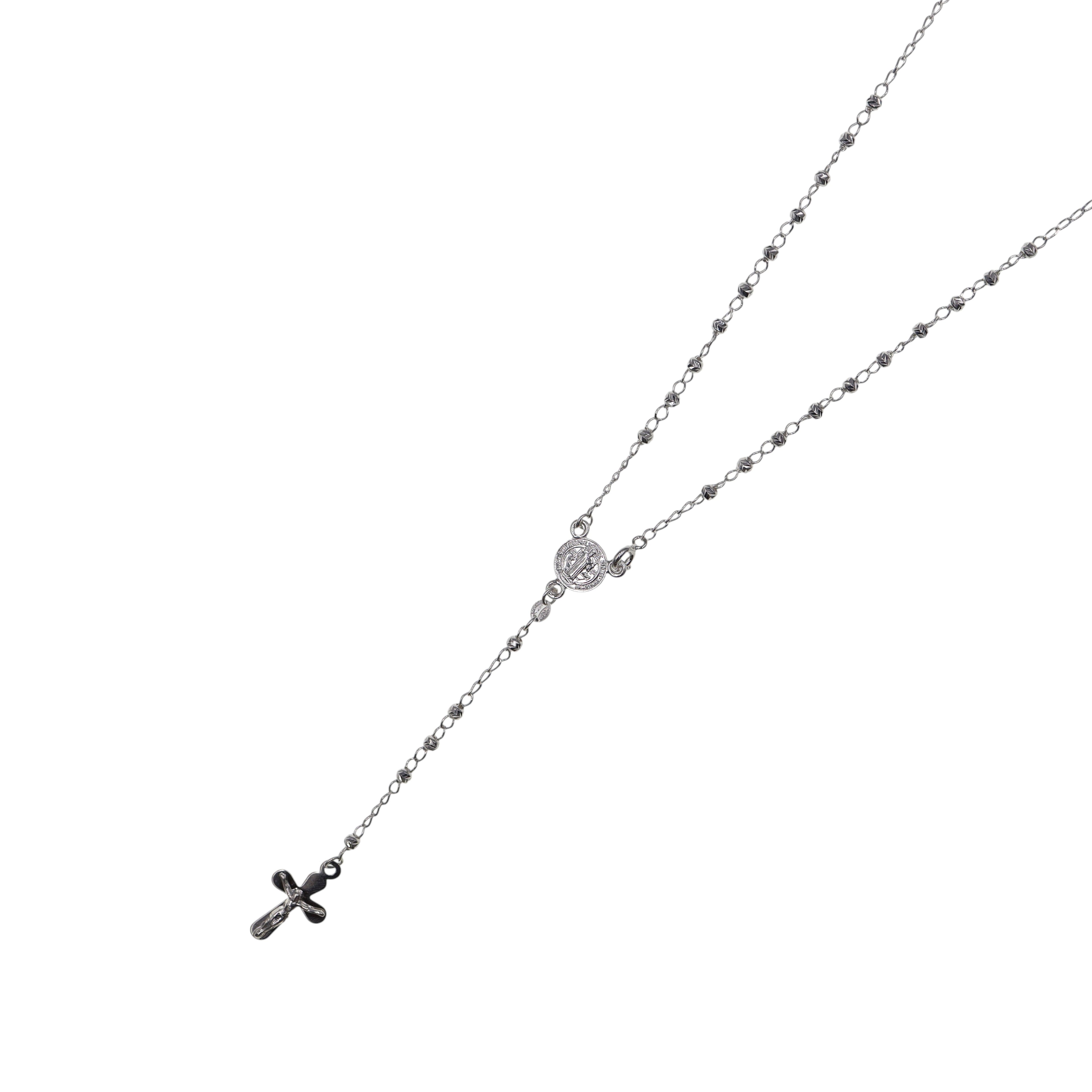 Rosario Laser Brillante De Plata Chico .925 60cm