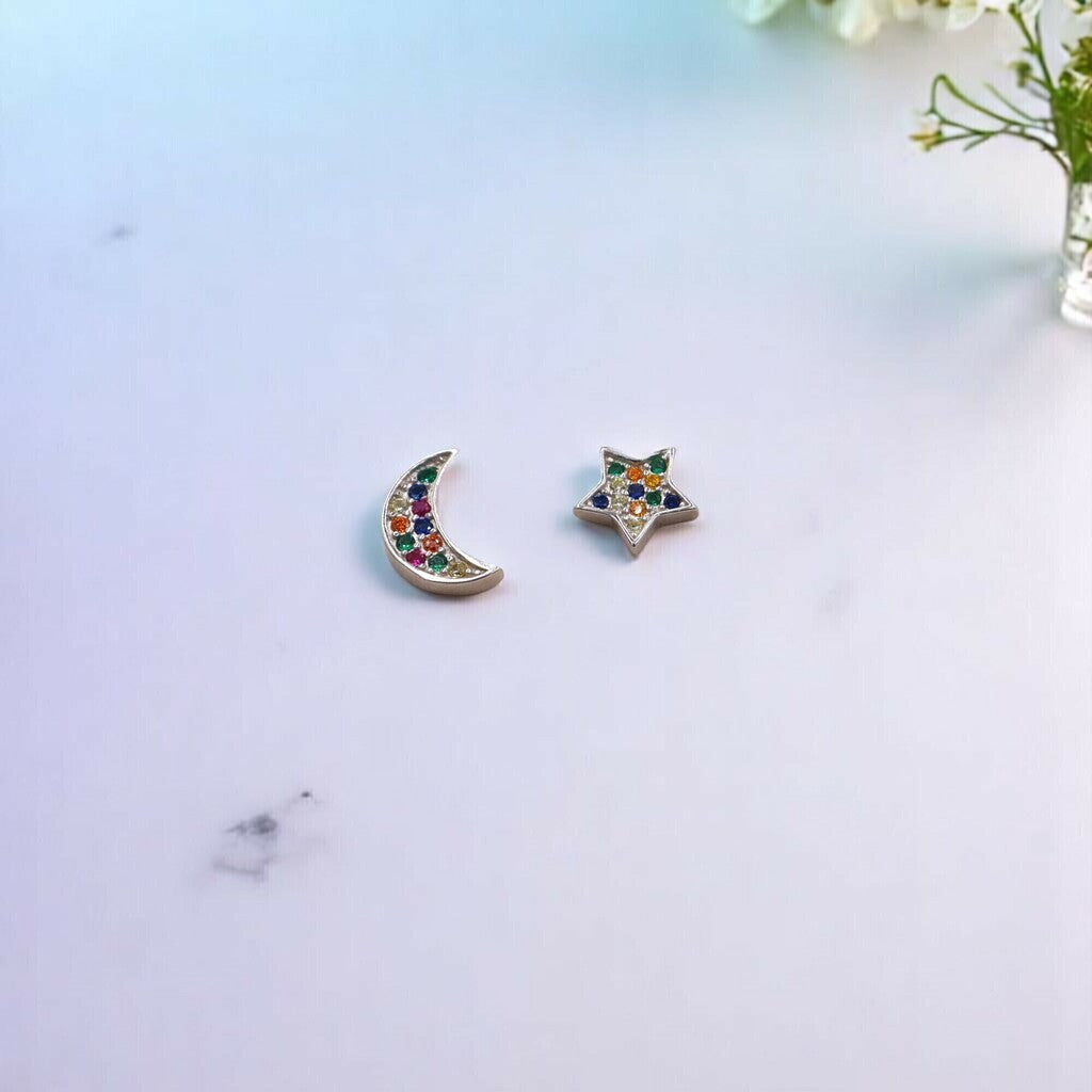 Broquel estrella y luna de Plata .925