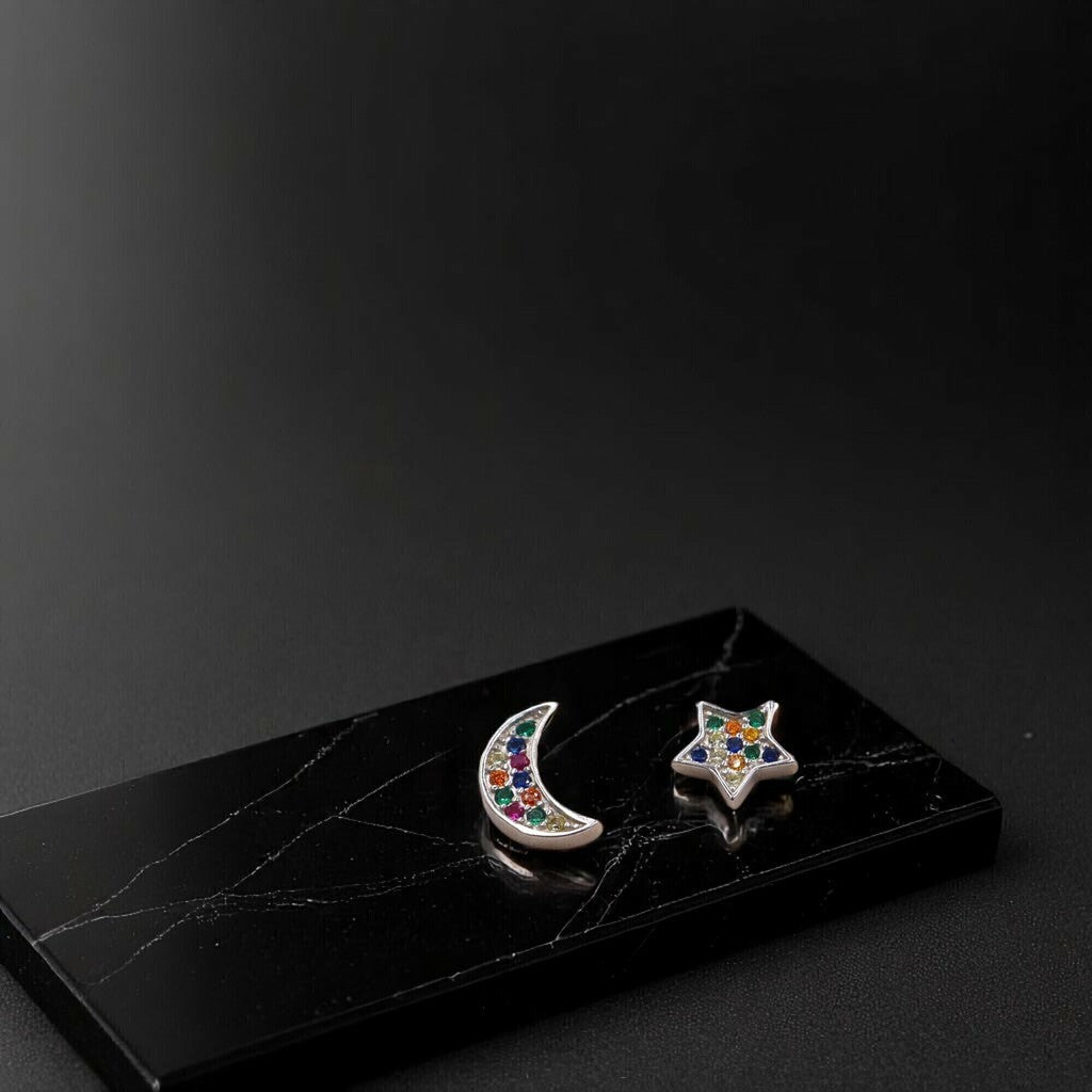 Broquel estrella y luna de Plata .925