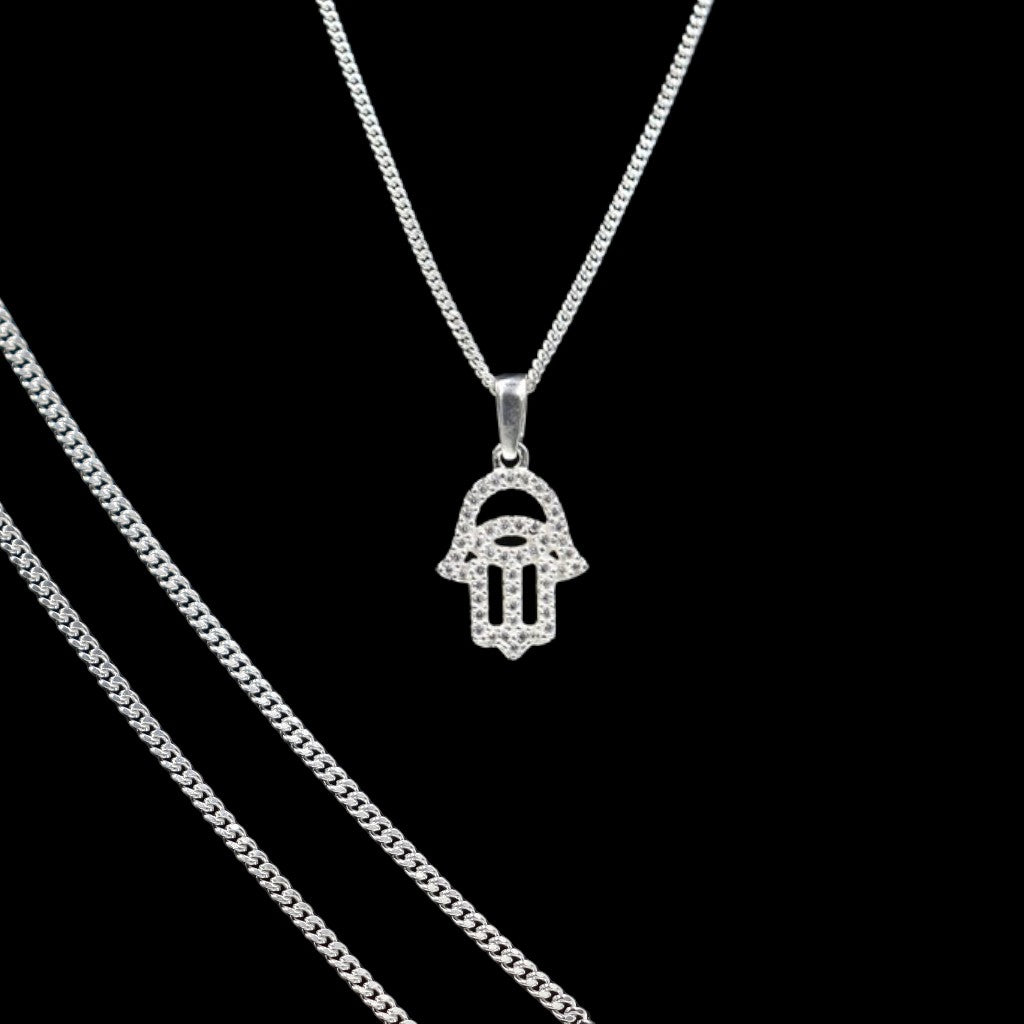 Dije Mano De Fatima + Cadena En Plata .925