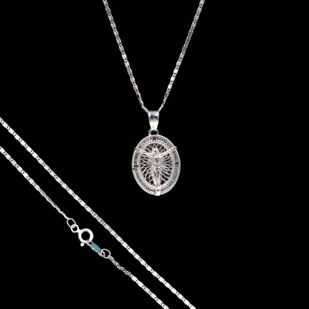 Medalla Jesus + Cadena en Plata .925
