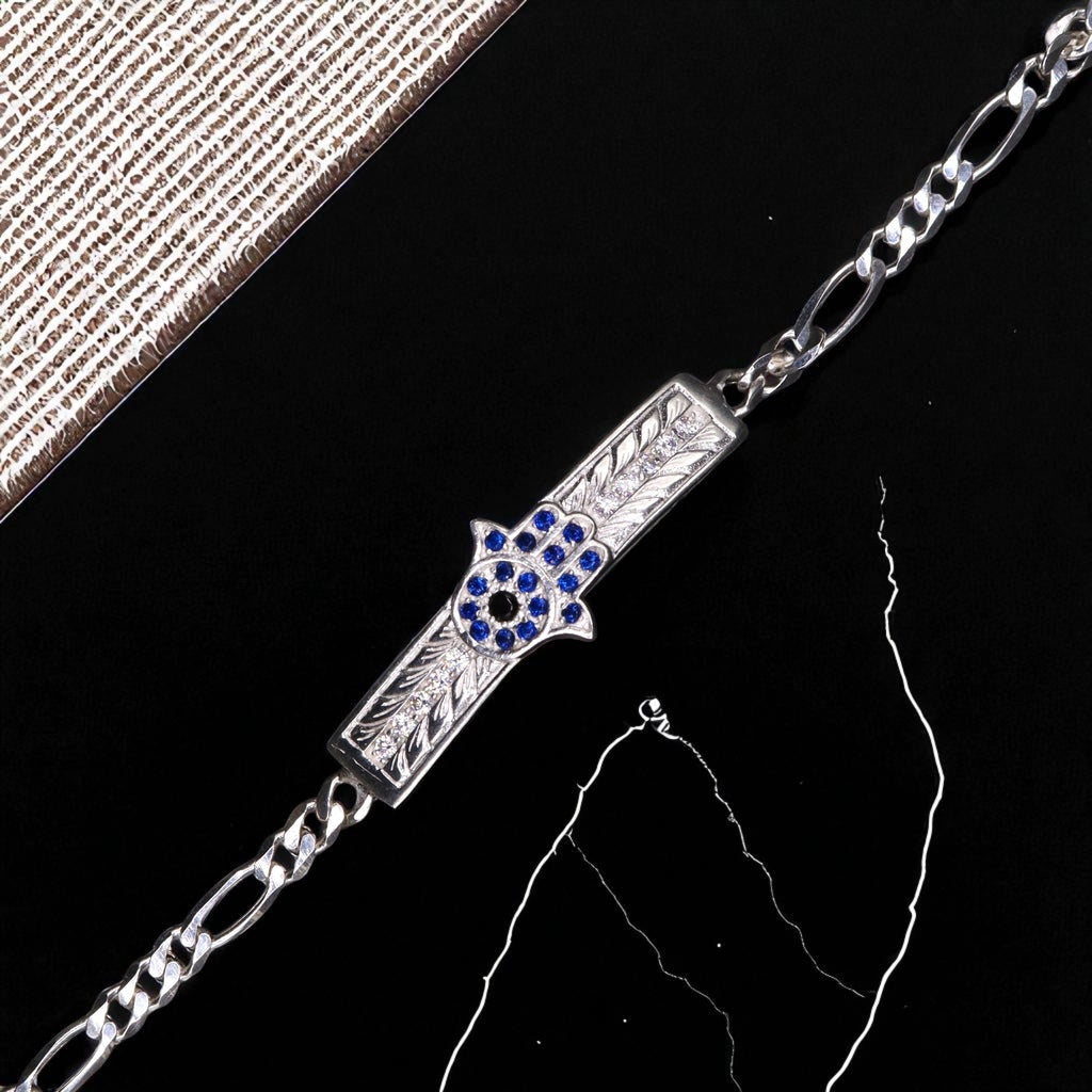 Esclava Estilo Mano De Fátima De Plata .925 18 cm