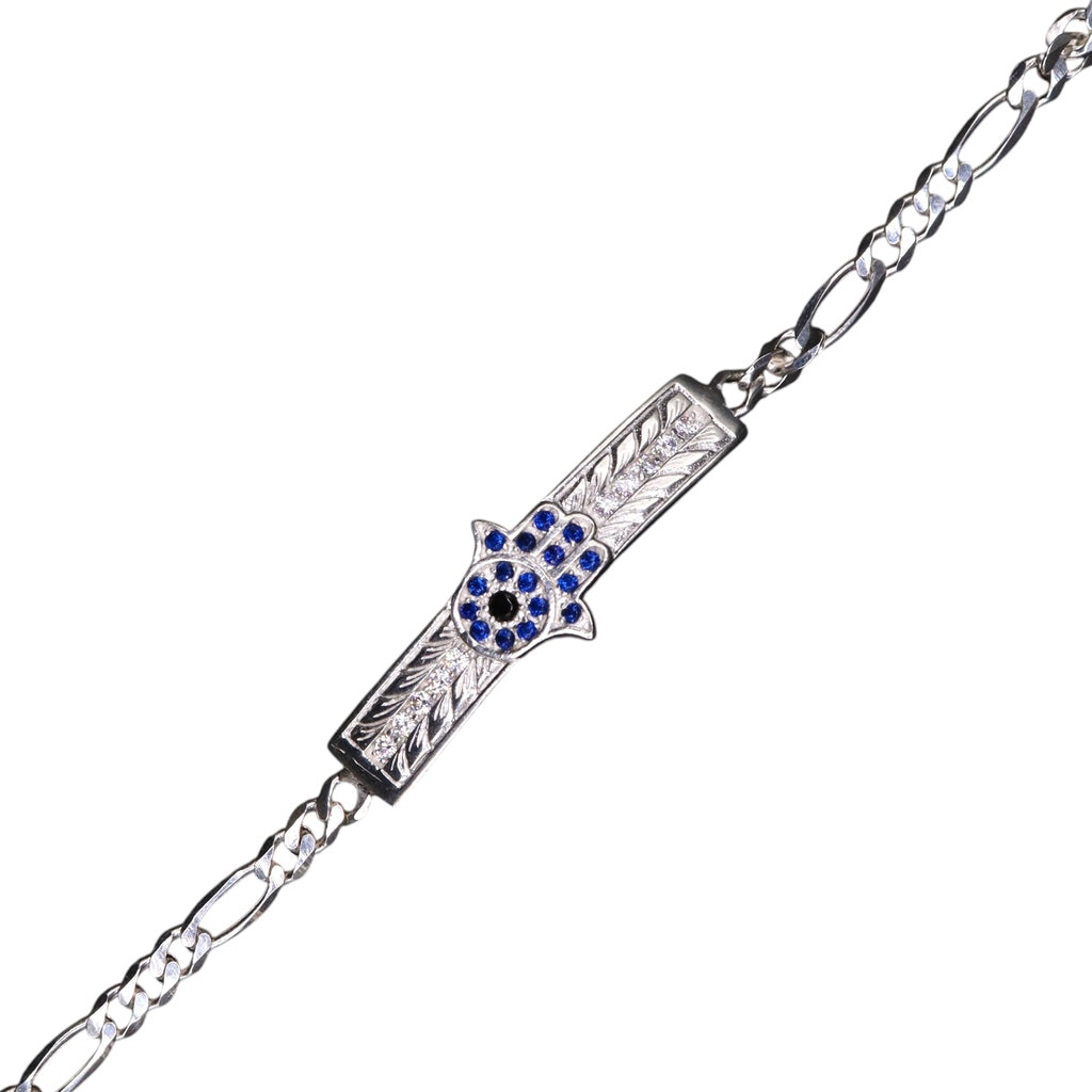 Esclava Estilo Mano De Fátima De Plata .925 18 cm