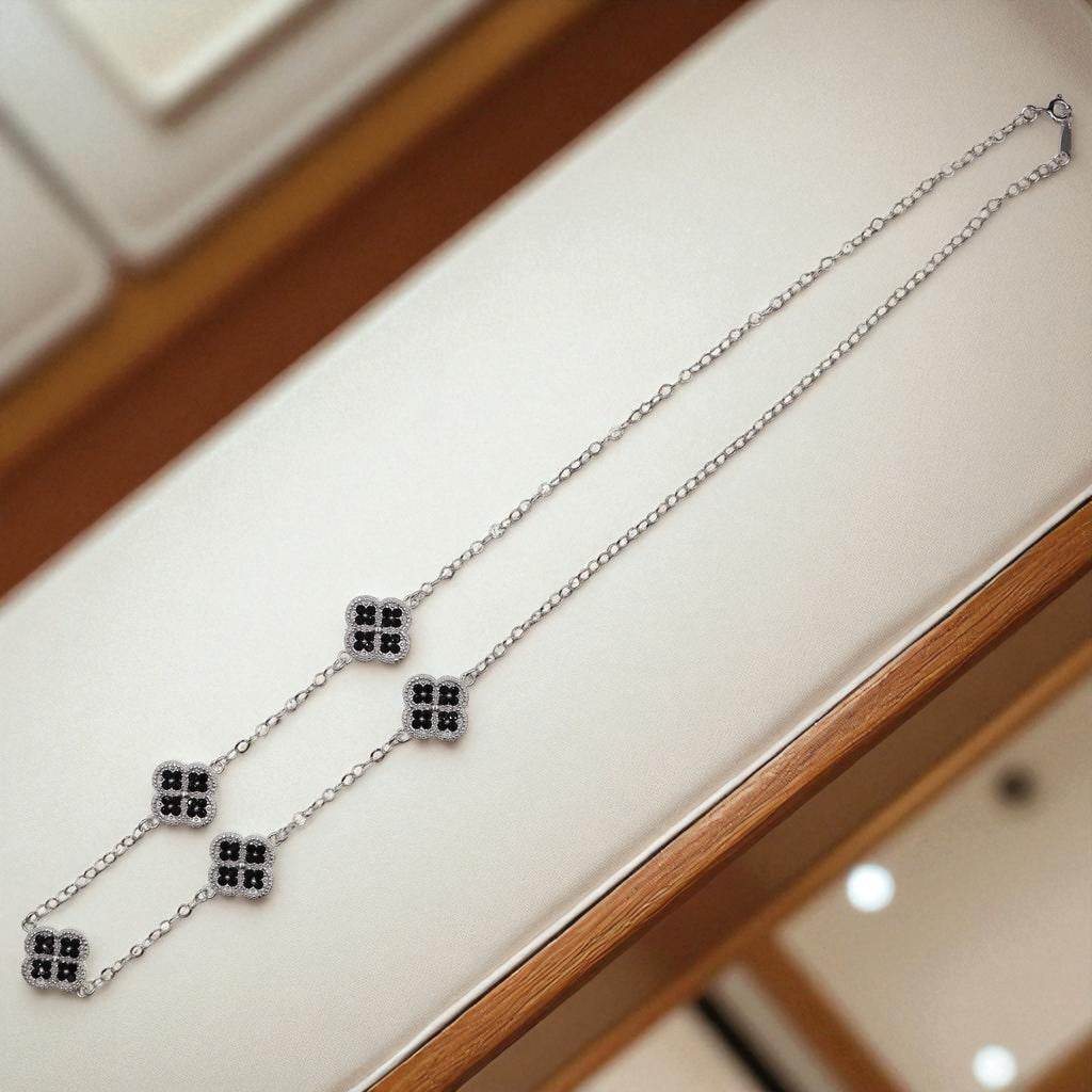 Cadena De Plata.925 Con Treboles Y Circonias