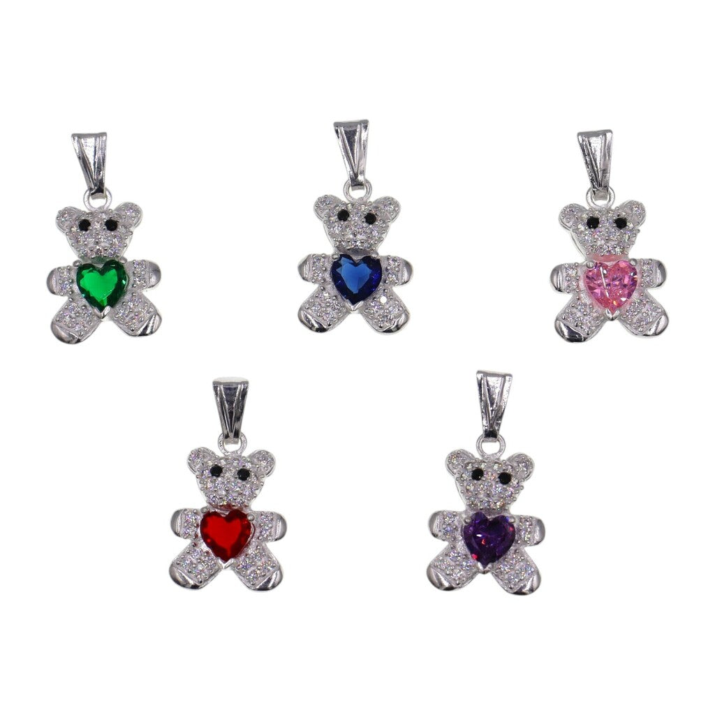 Dije Oso Con Circonias + Cadena en Plata .925