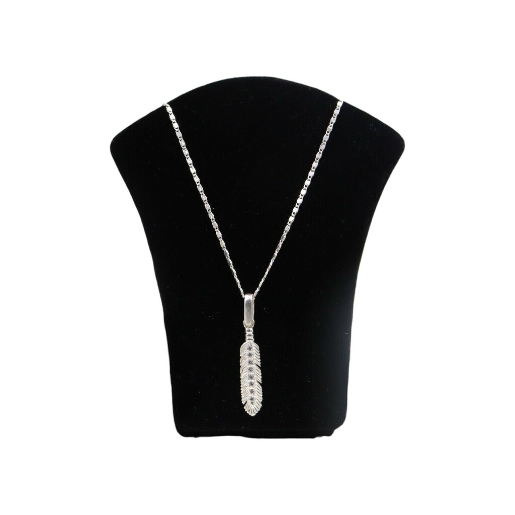 Dije Pluma + Cadena en Plata .925