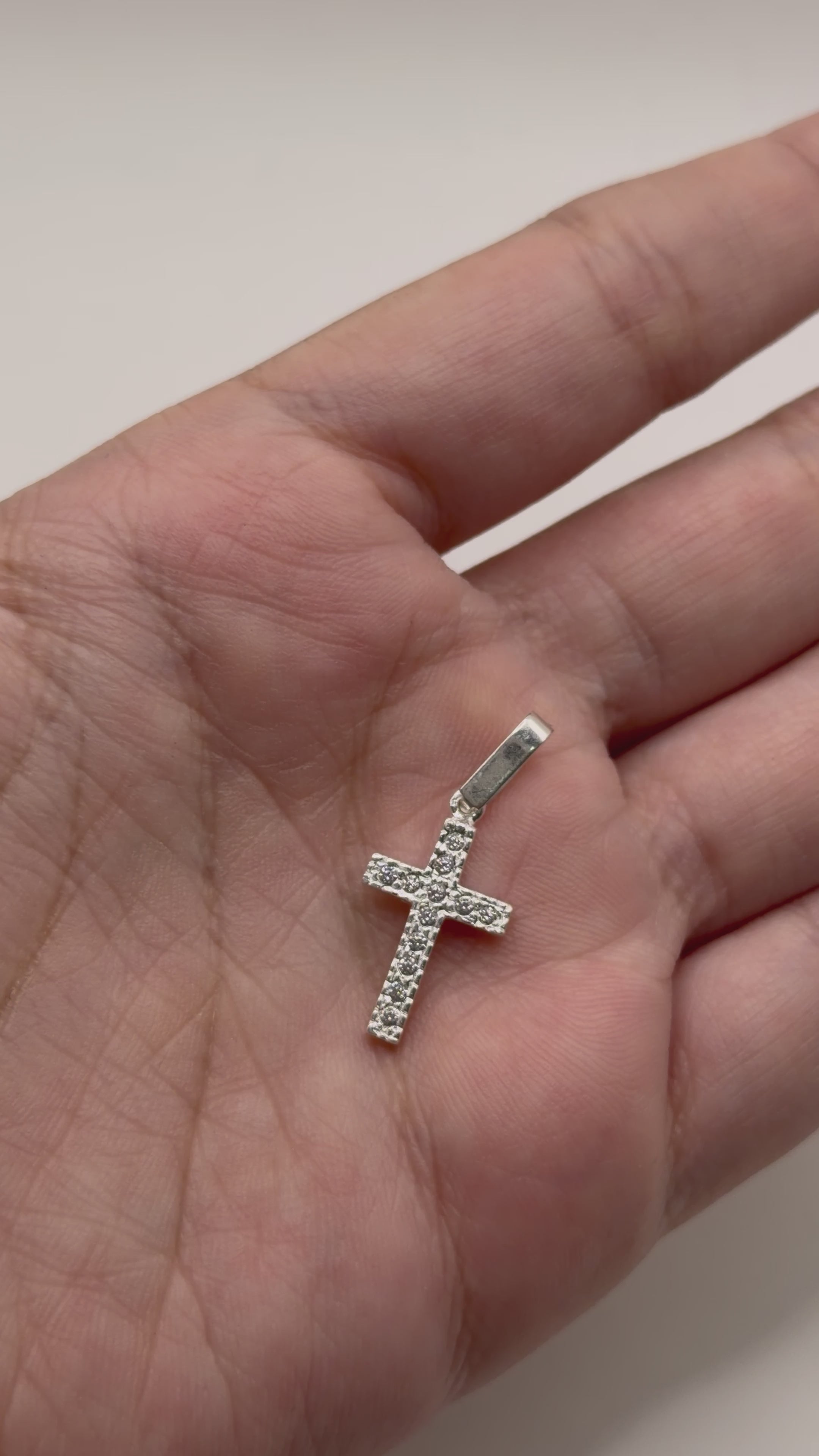 Dije De Cruz Con Circonia + Cadena en Plata .925