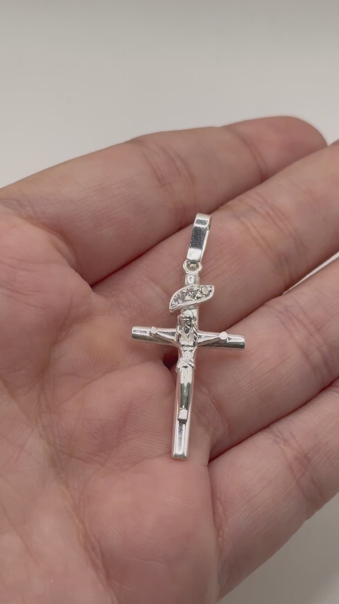 Dije De Cruz Cristo Celestial + Cadena en Plata .925