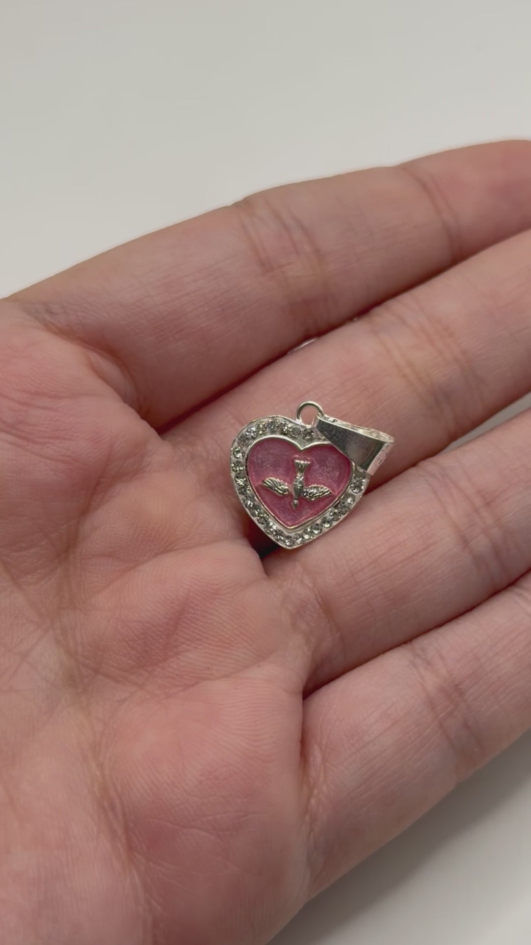 Dije De Espíritu Santo En Forma De Corazón + Cadena en Plata .925