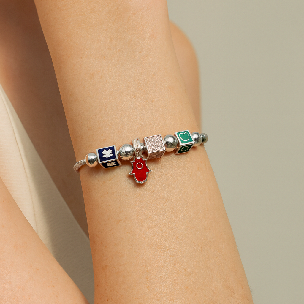 Pulso Con Dije Mano De Fatima De Plata .925 19 cm