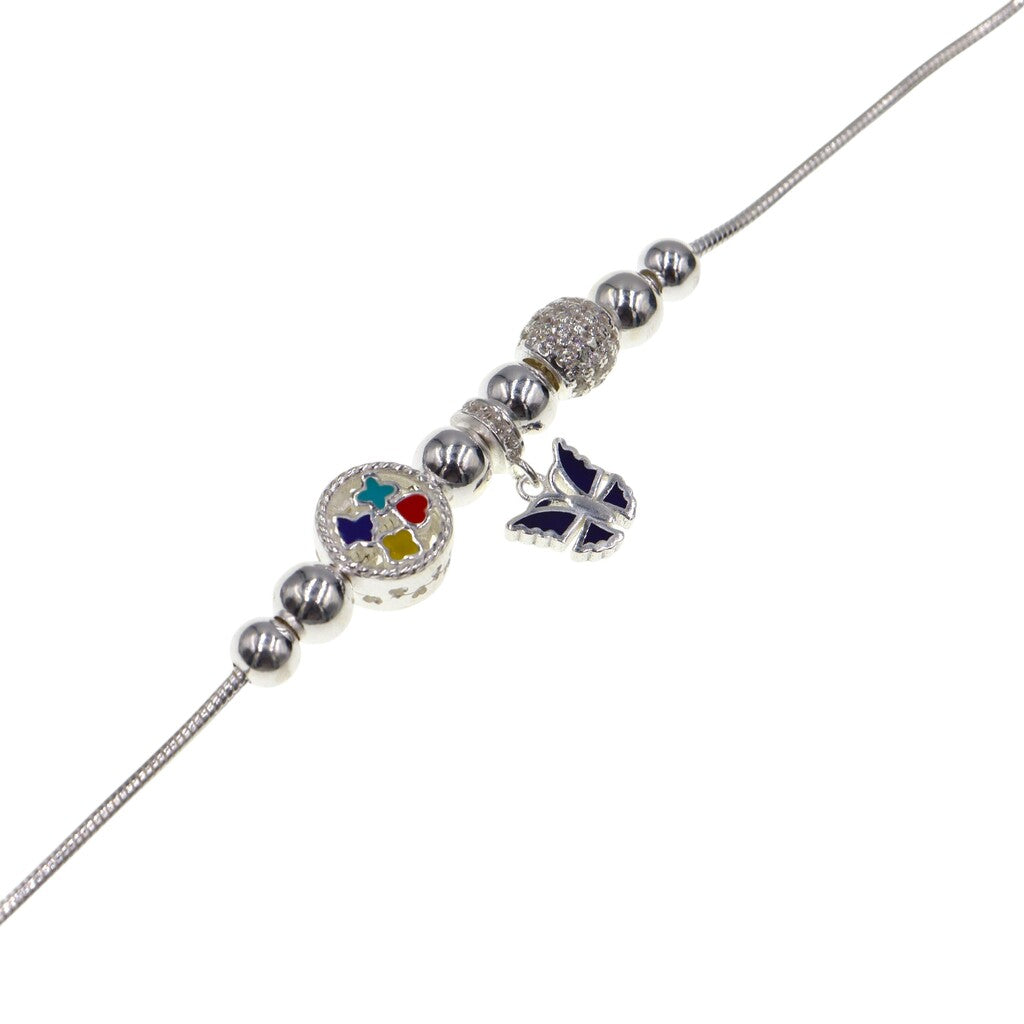Pulso Con Dije De Mariposa De Plata .925 19.5 cm