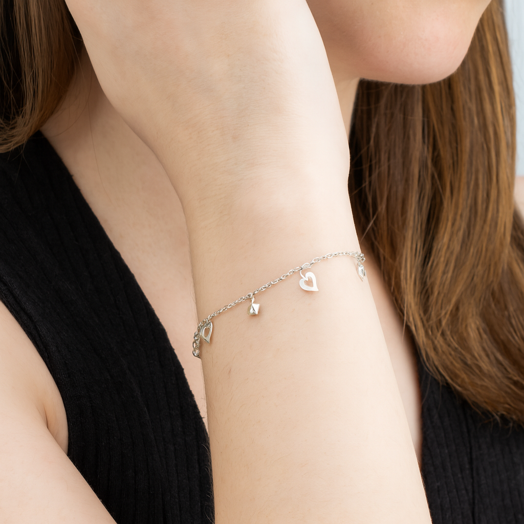 Pulso De Corazón Contorno De Plata .925 20 cm