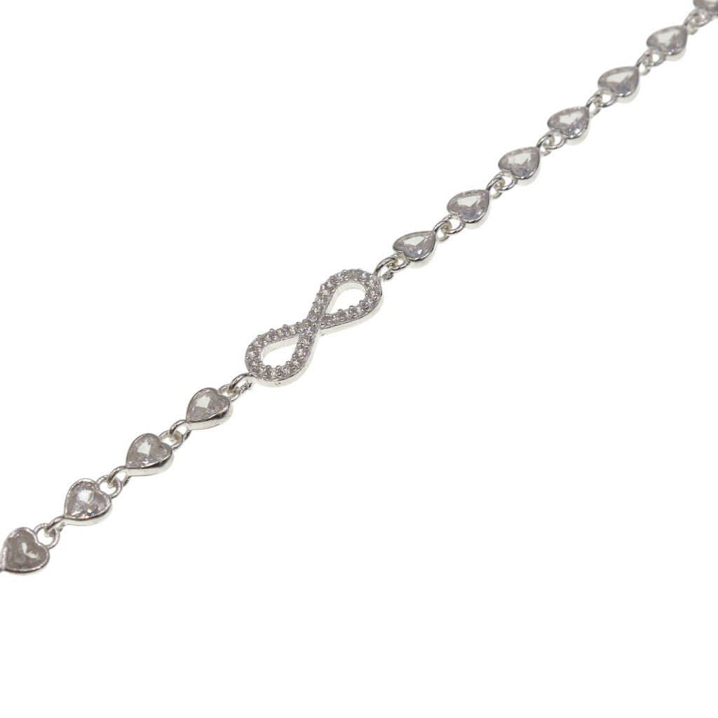 Pulso De Infinito Con Corazones De Plata .925 21 cm