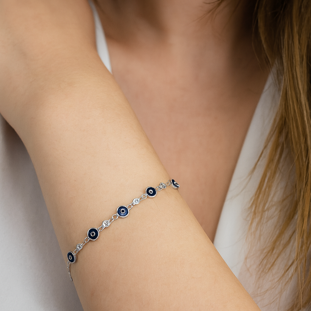 Pulso Ojo Turco Grande De Plata .925 21 cm